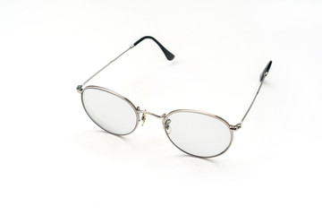 Eye glasses frame silver isolated on white background.