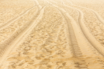 Wheel car mark on sand