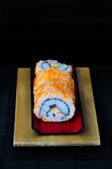 Japanese Food Sushi Roll on Red Tray