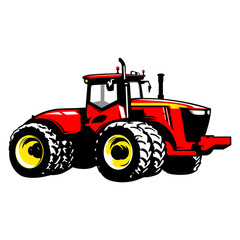Red Tractor. Farm Machine. Vector Stock illustration.
