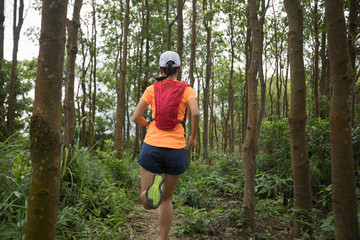Ultramarathon runner running in tropical rainforest