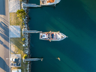 Fishing boat docked in a marina