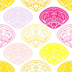 Vector seamless pattern. Damask texture, modern fashion, and floral ornament. Minimalistic style background. Abstract design for fabric, textile, wallpaper, paper