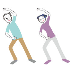 体操をする老夫婦