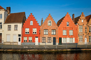 Canal and old houses. Bruges Brugge , Belgium