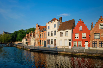Fototapeta na wymiar Canal and old houses. Bruges Brugge , Belgium