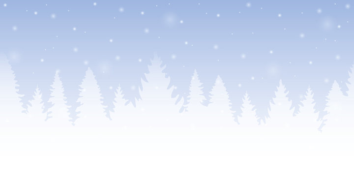 bright blue forest winter background with firs and snow vector illustration EPS10