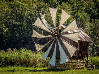 Old Wooden Grain Windmill ( Gristmill ) Landscape