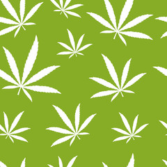 seamless pattern cannabis leaves on green background vector illustration EPS10