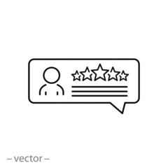 review rate customer icon, employee performance, approval buyer thin line symbol on white background - editable stroke vector illustration eps10