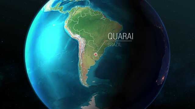Brazil - Quarai - Zooming from space to earth