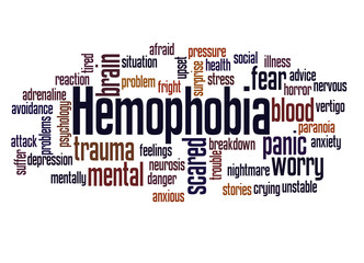 Hemophobia fear of blood word cloud concept