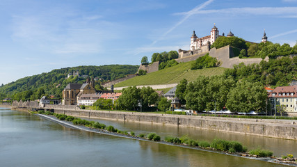 Obraz premium Wuerzburg Fortress Marienberg with pilgrimage church kaeppele