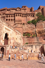 Jodhpur,India,9,2007; The blue city of Rajasthan,Mehrangarh Fort.