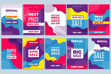 Sale offers flyer. Adverizing banners template special marketing tags discound with abstract mobile vector background. Illustration of discount offer, layout advertising sale flyer