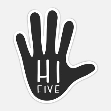 Counting fingers - number five. Hand showing five fingers, high five sign. Communication gestures concept. Vector illustration isolated on white background flat design.