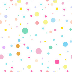 Vector seamless pattern. Simple Abstract design. Little cute confetti in punch pastel, festive colors. Perfect for textile, texture, ornament, baby cottons and more, white background