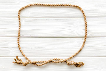 isolated rope mockup on white wooden background top view