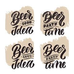 Beer phrases hand drawn lettering composition