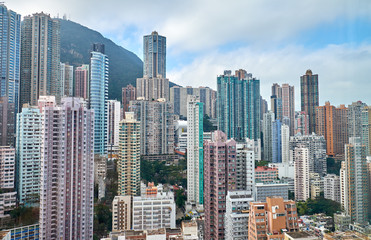 Fototapeta na wymiar City landscape. Residential buildings in Hong Kong