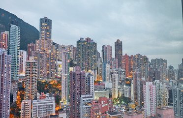 Fototapeta na wymiar City landscape. Residential buildings in Hong Kong