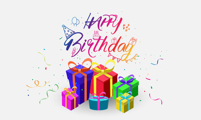 Vector Illustration of a Happy Birthday Colorful celebration background with confetti.