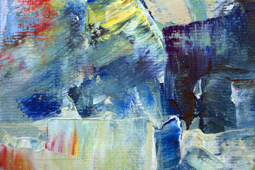 Abstract modern painting. Painting painted with a palette knife on canvas with oil paints in a large stroke.