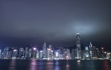 Fototapeta na wymiar Central district in Hong Kong at night. City landscape.
