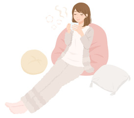 飲み物を飲む女性