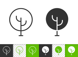 Geometric round Tree simple black line vector icon