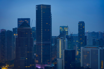 Kuala Lumpur modern skyscrapers business district at evening or night