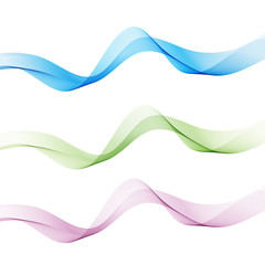 Abstract waves on the white background. Transparent lines