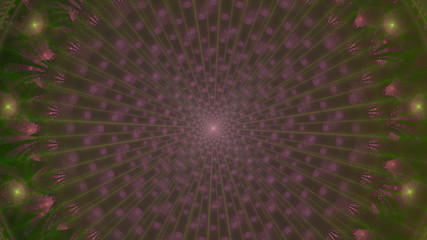 Abstract large spiraling star in glowing green,pink
