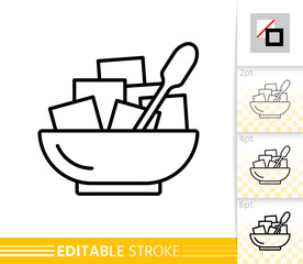 Sugar bowl spoon simple thin line vector icon