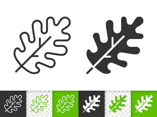 Leaf oak foliage eco simple black line vector icon