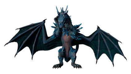 3D Rendering Fairy Tale Dragon on White