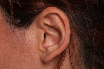 An adult woman's ear.Body part