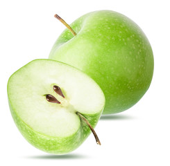 Green apples isolated on white background with clipping path