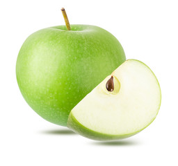 Green apple isolated on white background with clipping path