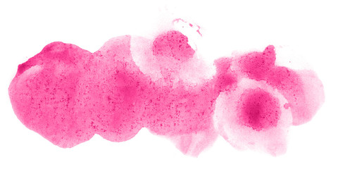 Fototapeta premium Abstract watercolor background hand-drawn on paper. Volumetric smoke elements. Pink color. For design, web, card, text, decoration, surfaces.