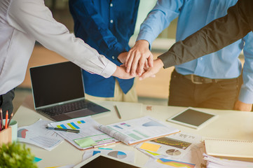 Group of business men are hand coordination