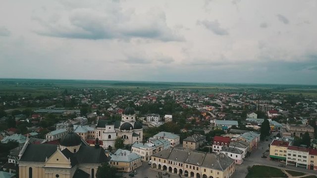 aerial view, Old polish castle in Zhovkva, Ukraine