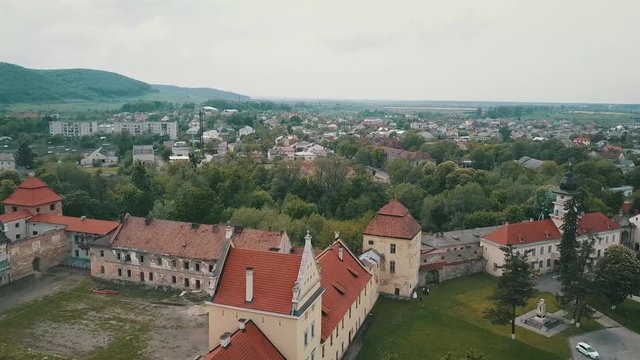 aerial view, Old polish castle in Zhovkva, Ukraine