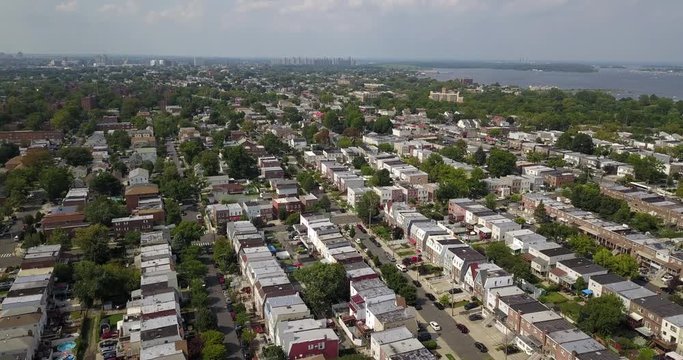 Drone moving slowly over Bronx NY afternoon