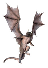 3D Rendering Fairy Tale Dragon on White