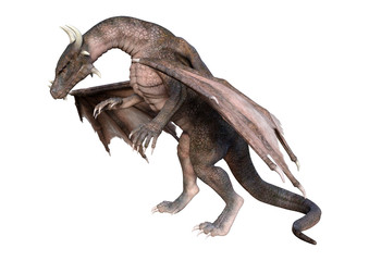 3D Rendering Fairy Tale Dragon on White