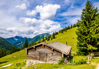 hut at the european alps