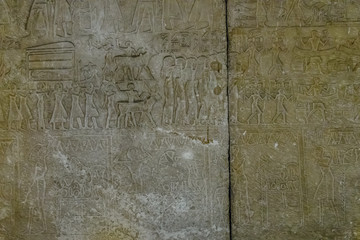 Egyptian ancient pictures on the stone wall