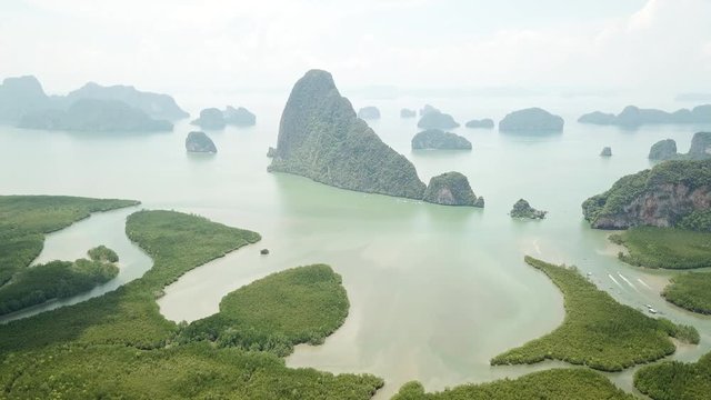 Samet Nangshe Viewpoint aerial view in Phan Nga, Thailand