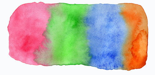 Multicolored watercolor background on a white backdrop